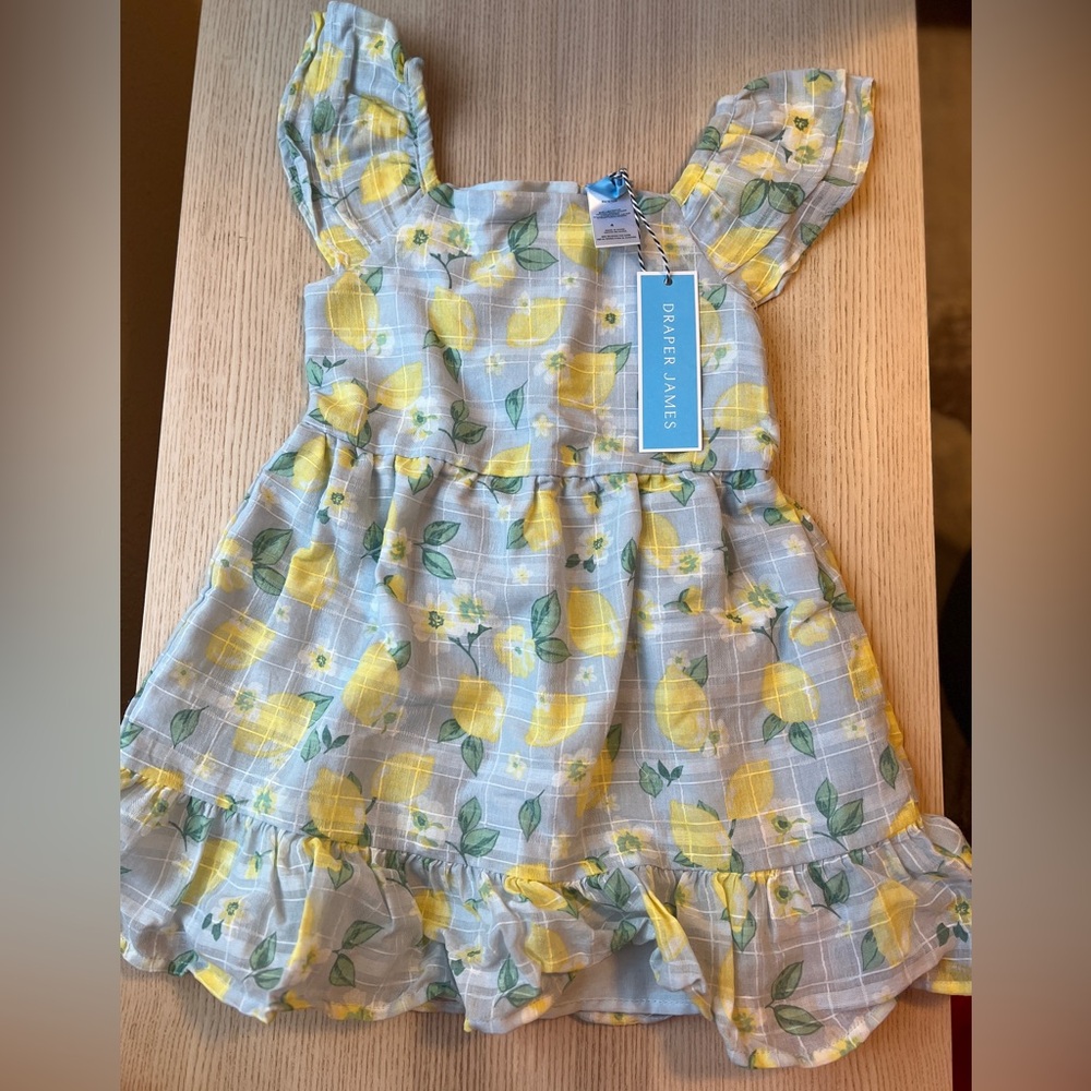 NWT Draper James Girl Blue and Yellow Ruffled Tiered Sundress Size 4